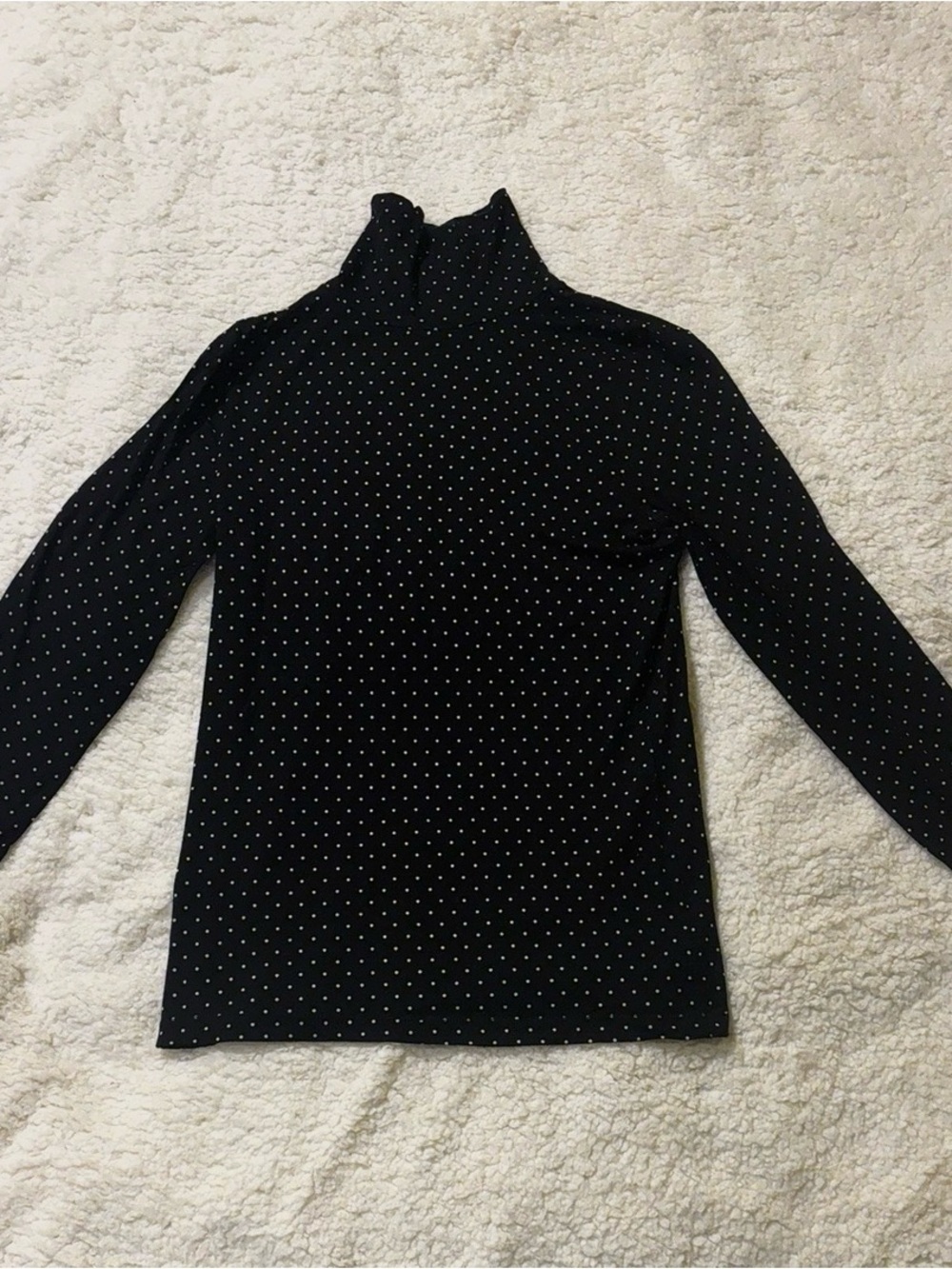 Black Polka Dot Mock Neck Long Sleeve Top1942